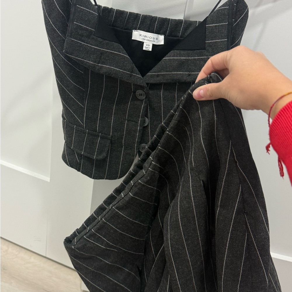 Black Pinstripe Suit Set